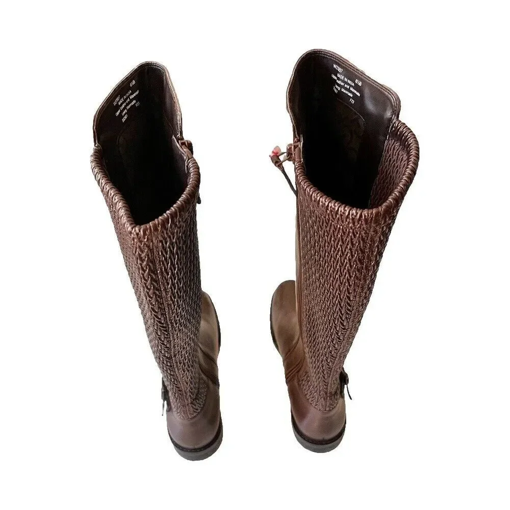 Cole Han Clover Stretch Tall Boot With Buckle Color Madeira Leather Size…